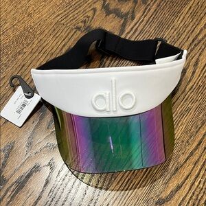 ALO Yoga White Visor with Iridescent Shield